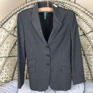 Ralph Lauren Men Striped Wool Blazer - Gray